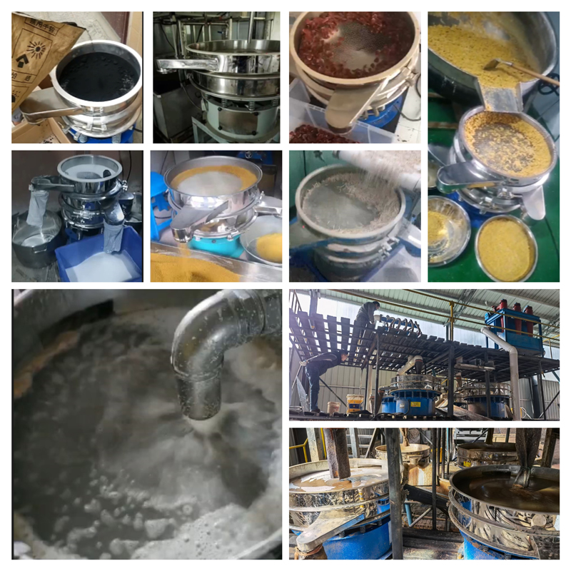 圓形振動(dòng)篩適用行業(yè)：食品，陶瓷，醫(yī)藥，冶金，化工等行業(yè)。