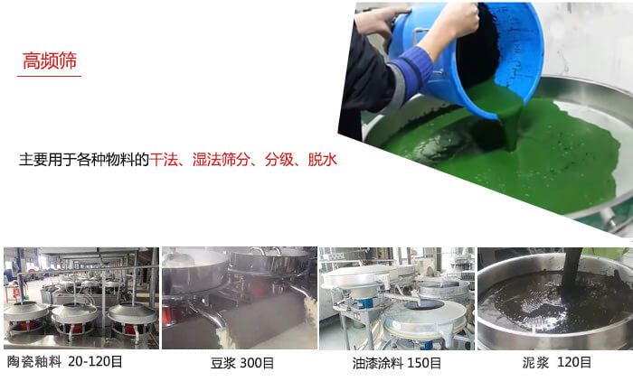 用于各種物料的干法，濕法，分級，脫水等功能
