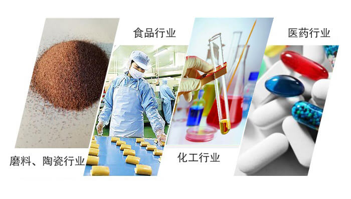 圓形旋振篩適用行業(yè)：磨料，陶瓷行業(yè)，食品行業(yè)，化工行業(yè)，醫(yī)藥行業(yè)。