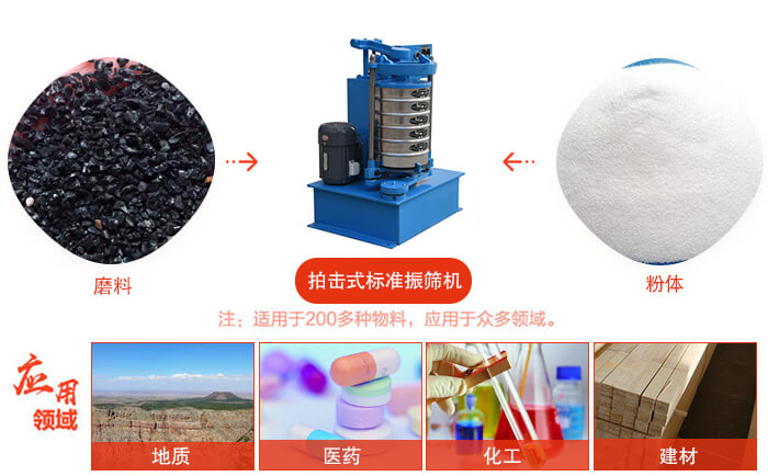 拍擊篩適用于多種物料顆粒狀，粉狀，不規(guī)則物料的篩分。