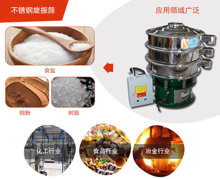 不銹鋼旋振篩應(yīng)用的行業(yè):高濃度漿液過(guò)濾篩分，奶粉，豆奶粉專用振動(dòng)篩機(jī)